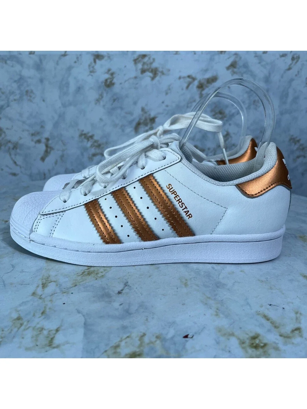 Adidas Superstar Women's Size 6.5 Shoes White Copper Casual Low Top Sneakers